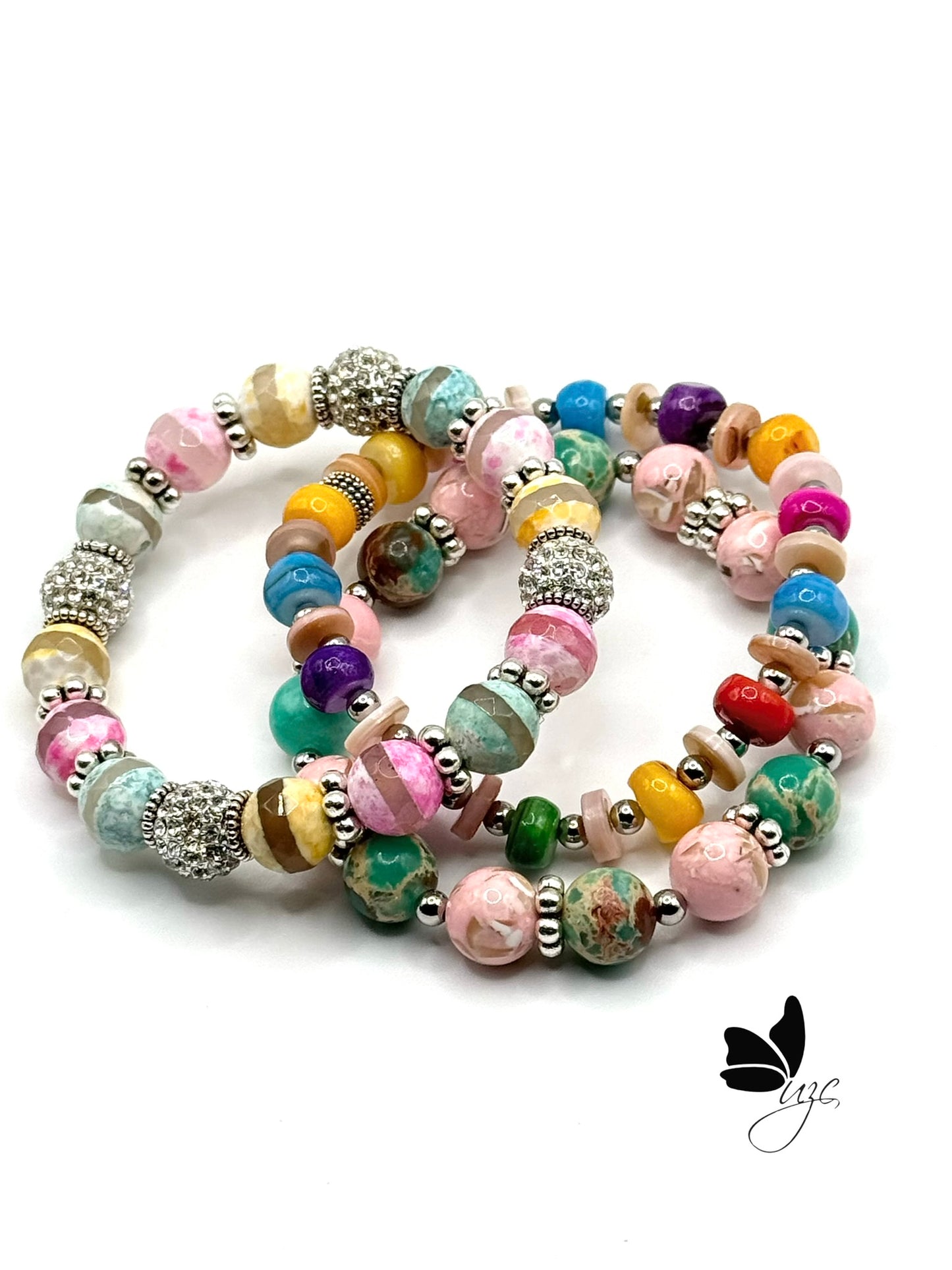 Candy Gemstone 3-Stack Bracelet Set