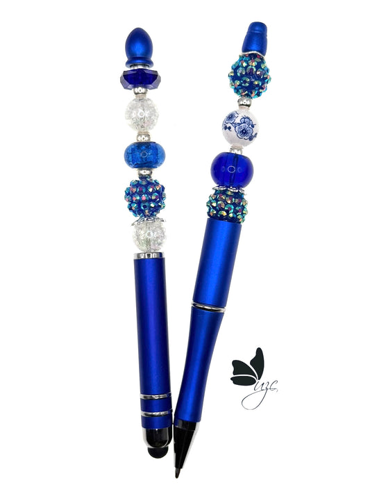 Blue Ice Beaded Pen With Matching Stylus