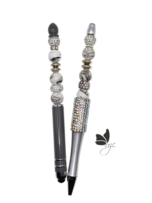 Silver Beaded Pen with Matching Stylus