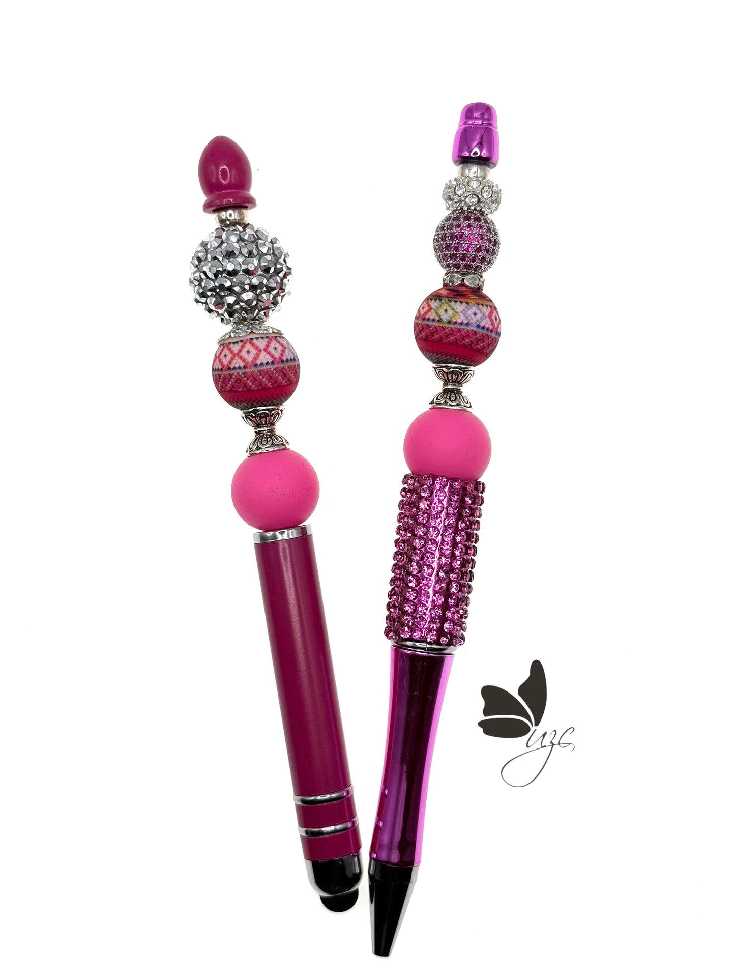 Fuchsia Disco Ball Beaded Pen With Matching Stylus