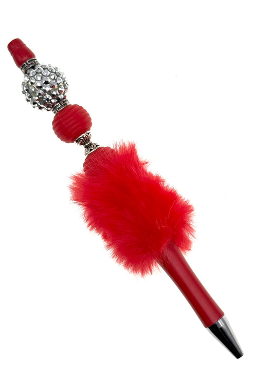 Crimson Pom Pom Bling Pen