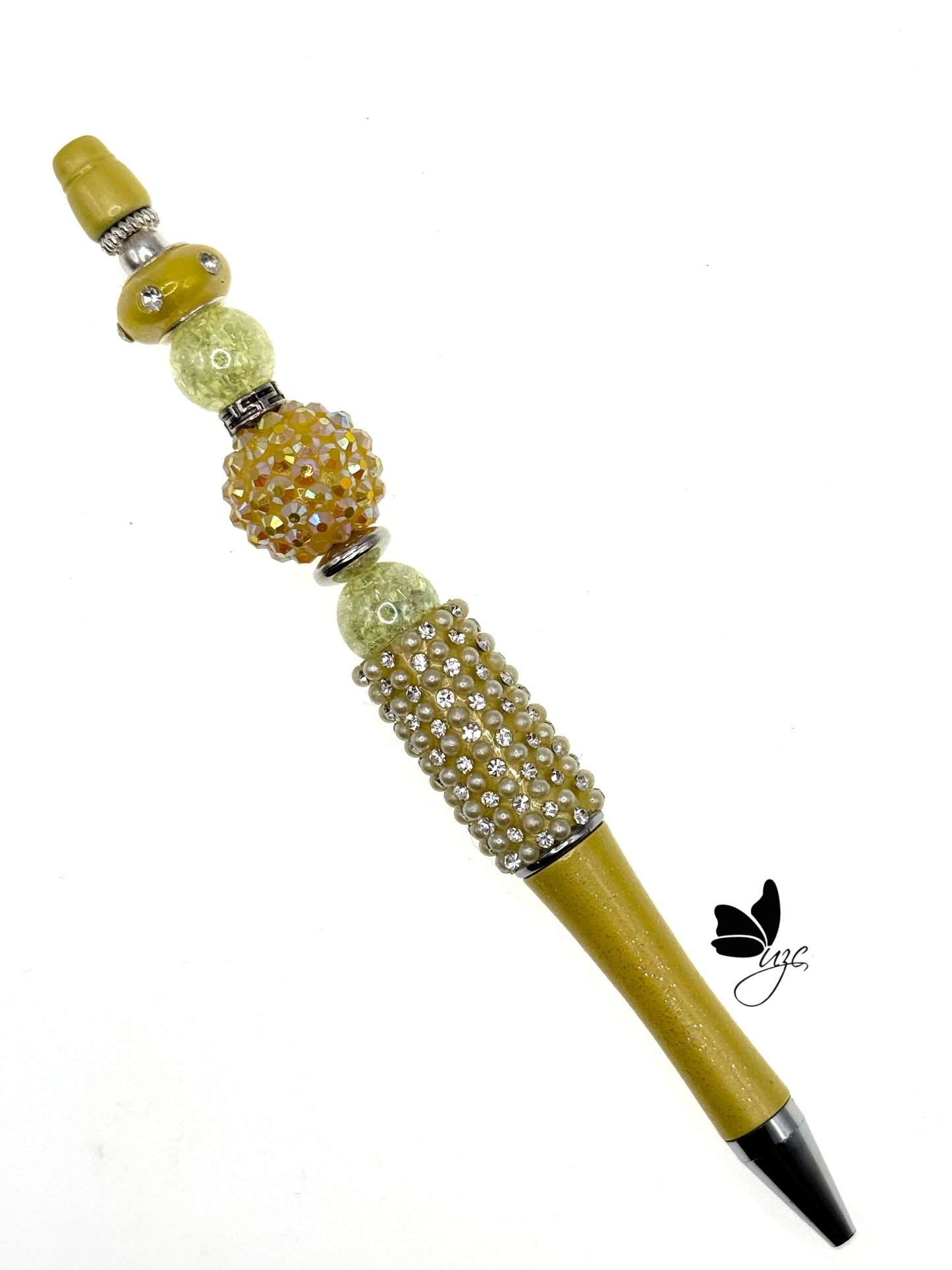 Yellow Rhinestone Beaded Pen