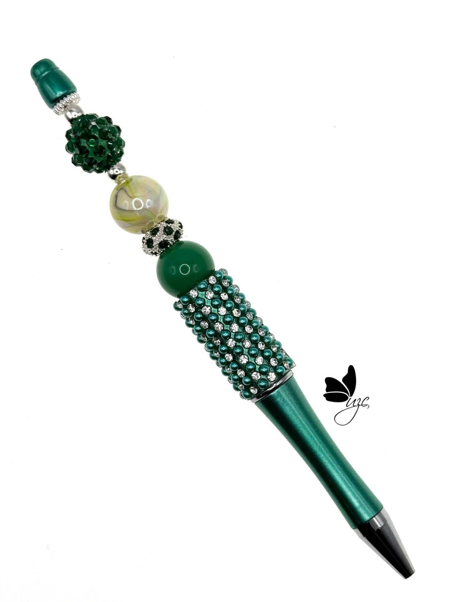 Emerald Green Rhinestone Beaded Pen