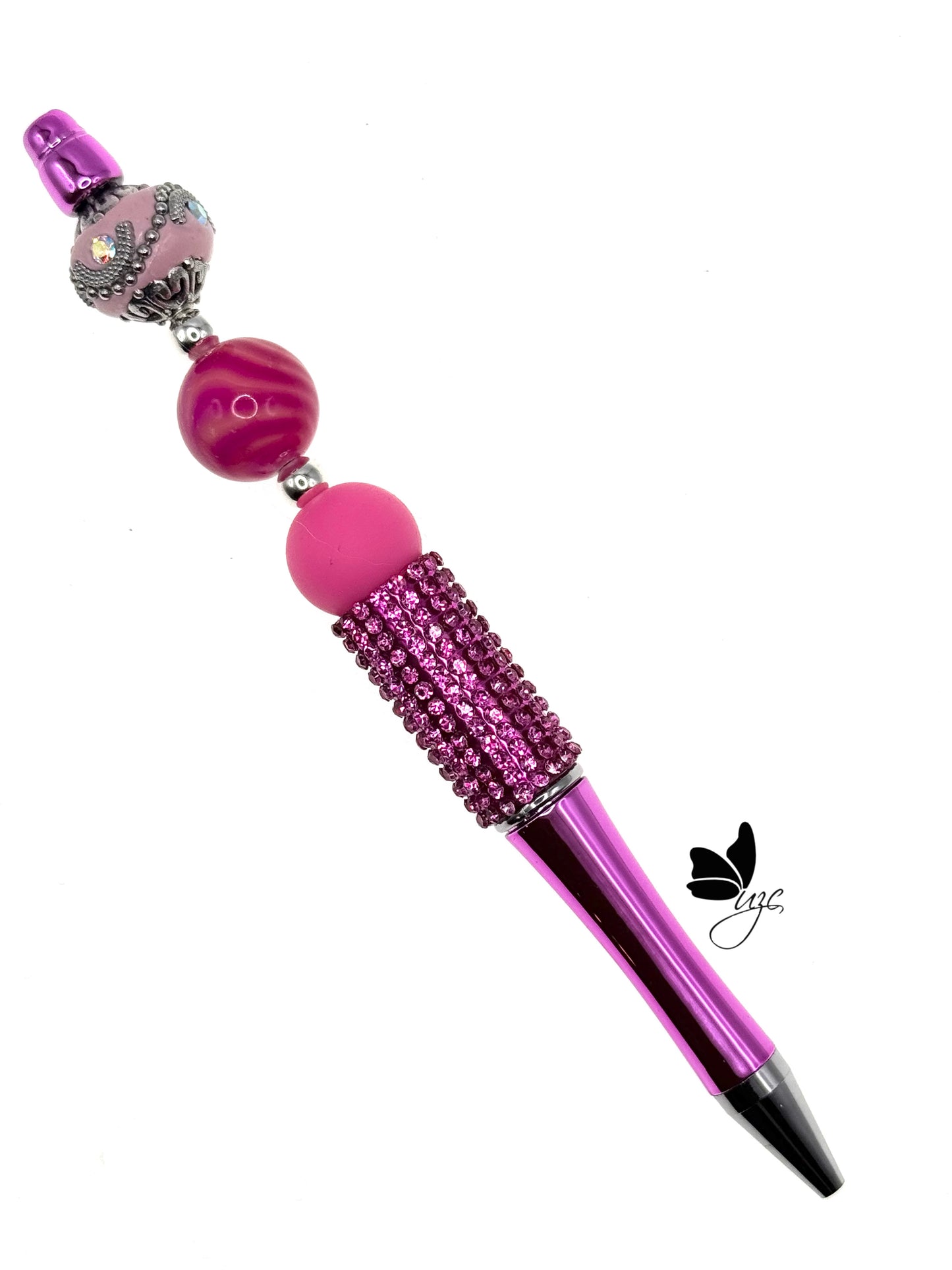 Fuchsia Rhinestone Beaded Pen