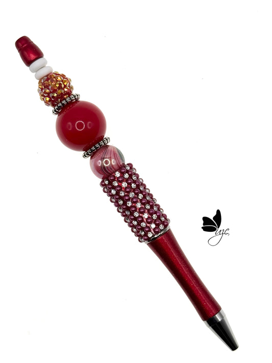 Red Rhinestone Beaded Pen