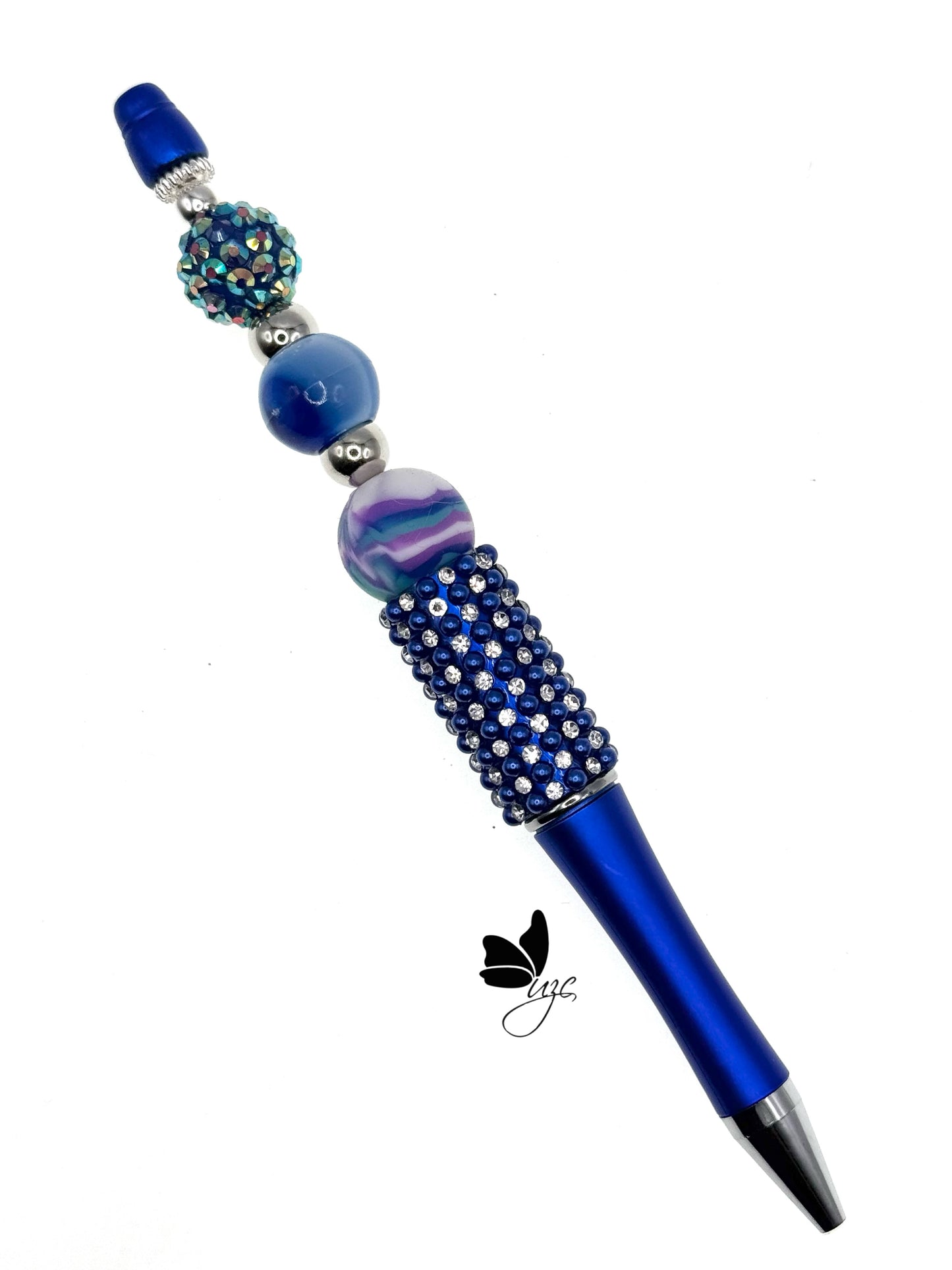 Royal Blue Rhinestone Beaded Pen