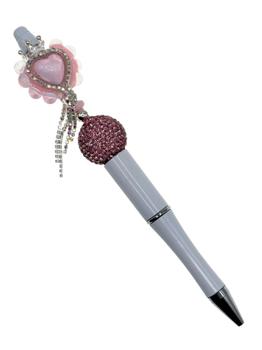 Royal Heart Charm Beaded Pen