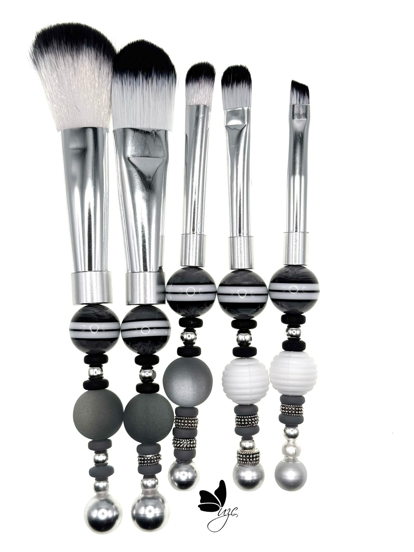 Monochrome Majesty Beaded Makeup Brush Set