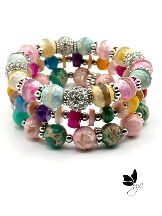 Candy Gemstone 3-Stack Bracelet Set