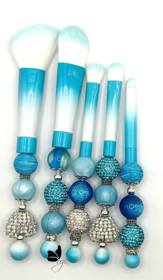 Turquois Beaded Makeup Brush Set